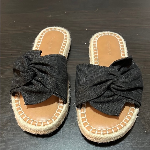 Women's Black Espadrille Slides - Picture 1 of 4